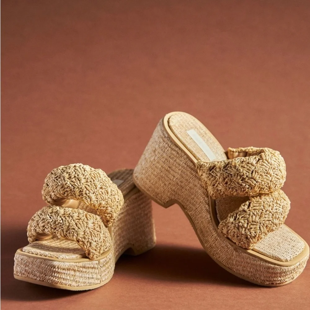 Farm Rio Natural Crocheted Puffy Platform Sandals - Picture 2 of 9